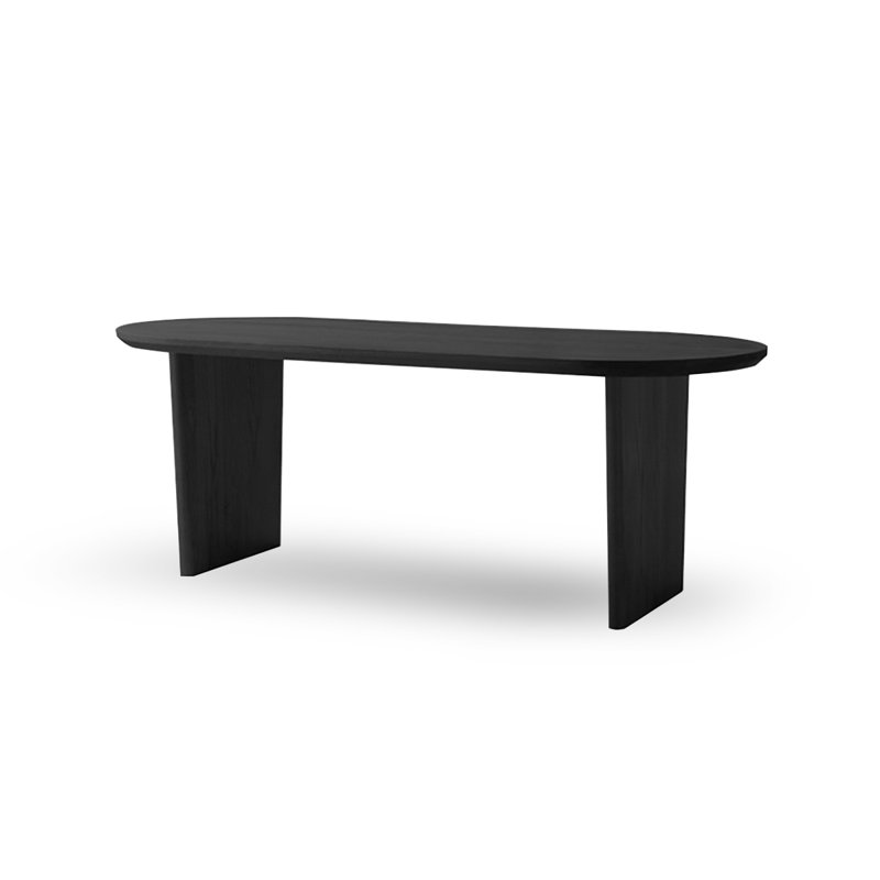 Oval Solid Wood Dining Table, Black, 29.53"H x 70.87"L x 31.5"W