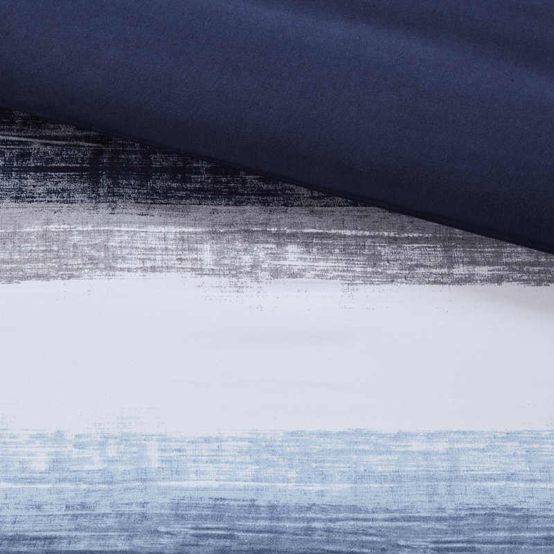 Édredon très grand rayé bleu marine 9 pièces avec draps en microfibre, jupe de taie décorative assortie et coussin décoratif
