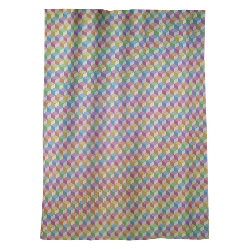 Panneau de rideau simple avec passe-tringle en arc-tringle à contour Kitterman, Orange / Bleu / Jaune