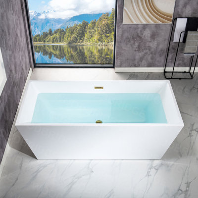 Echo 67" Freestanding Soaking Acrylic Bathtub