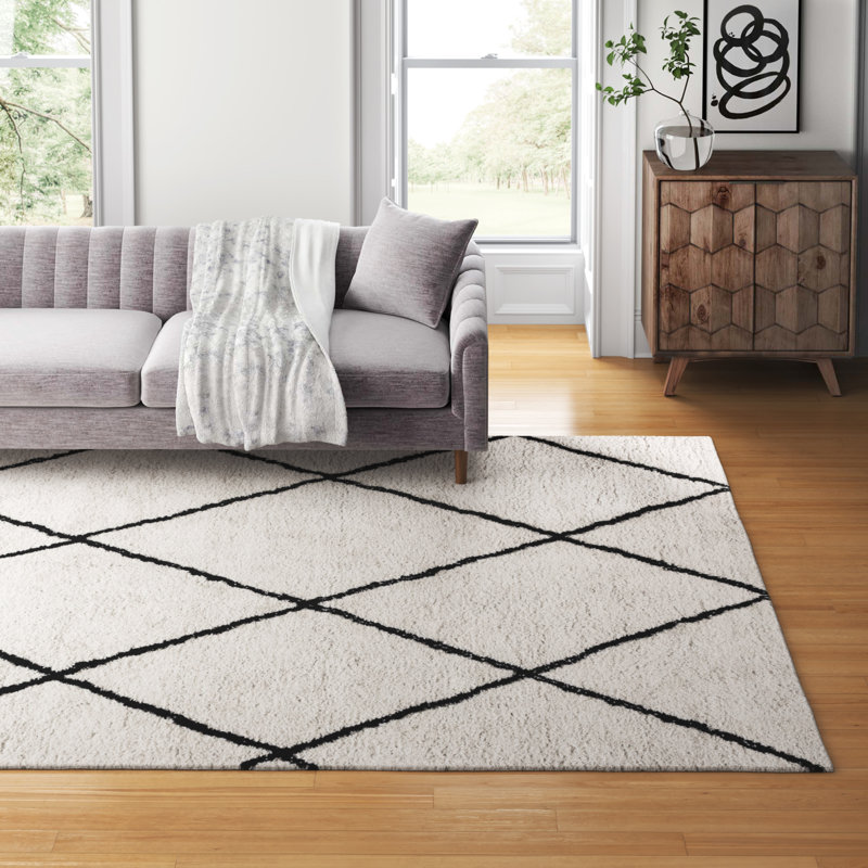 Tapis à poils longs Brittain Diamond, Rectangle 5 pi x 7 pi