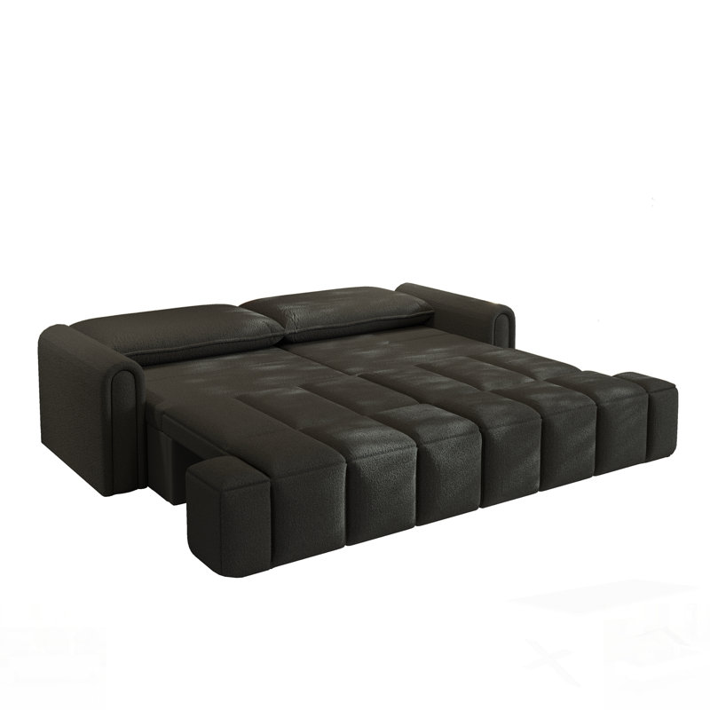 Canapé confortable en tissu 4 places avec rangement intégré, convertible en canapé-lit très grand Comfy, Noir
