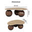 Table basse Resh, plateau en travertin naturel courbé, base ronde en bois à 3 boules