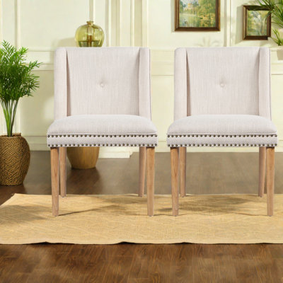 Ensemble de 2 chaises de salle à manger modernes, pieds en bois beige, Rivet Kitchen Home