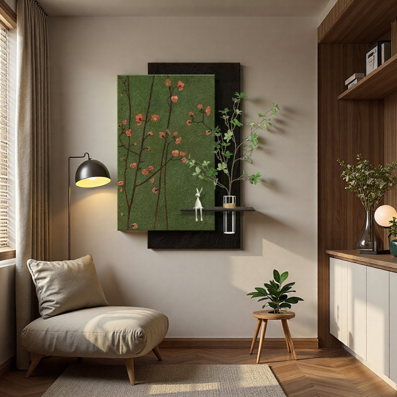 Murale de plante grès vert hydroponique tridimensionnelle de style médiéval, H 47,24 po x l 31,5 po x P 1,57 po