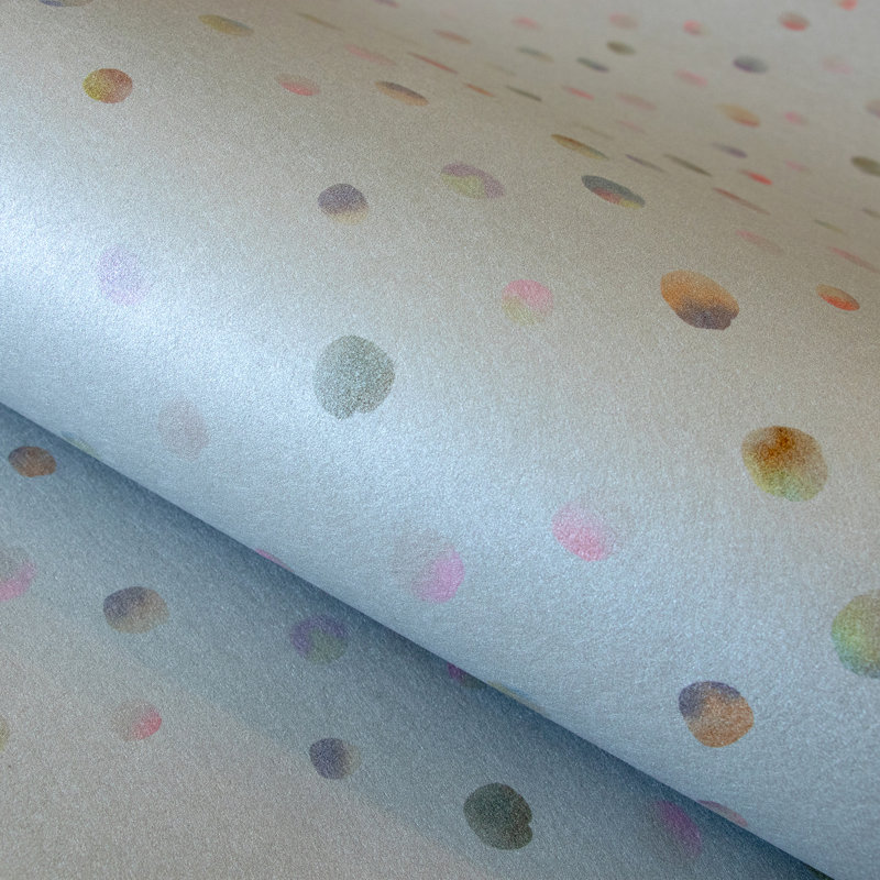 Great Kids Smooth Glitter Watercolor Dots 33' L x 21" W Wallpaper Roll, Light Blue