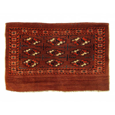 Handmade antique Turkmen Yomud rug 2'2'' X 4'