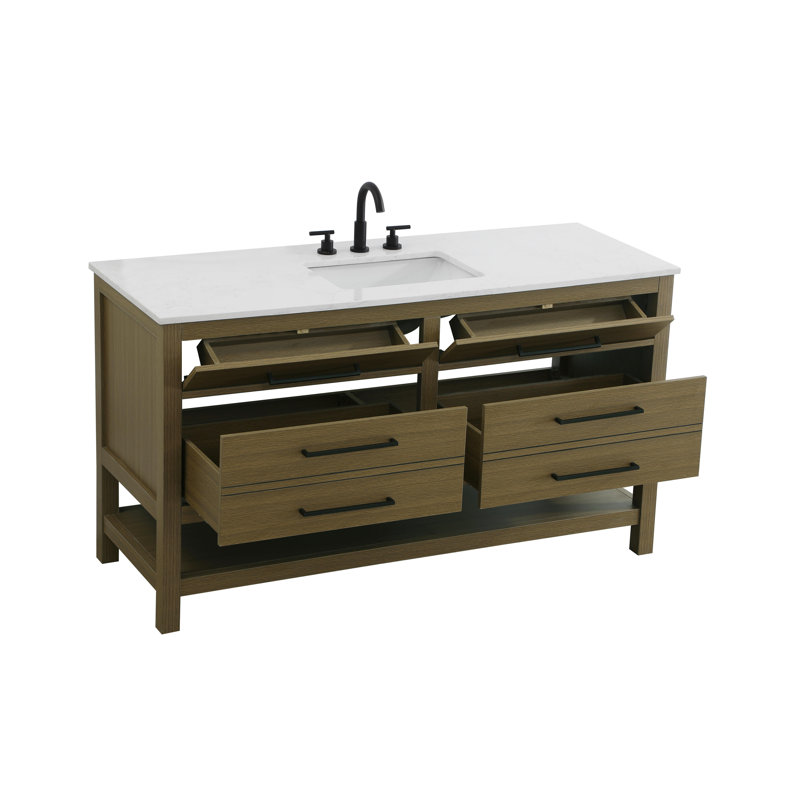 Meuble-lavabo simple 54 po_Moderne_VF60554, Brun châtaigne, 60"