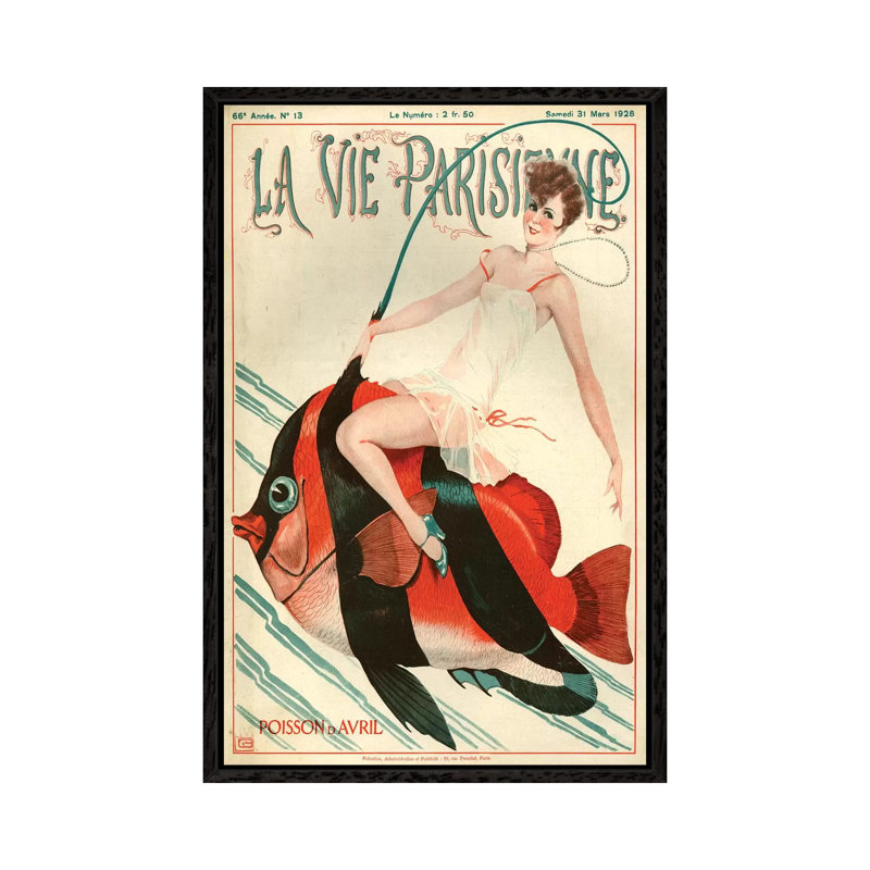 1927 La Vie Parisienne Magazine Cover 1 Piece Wall Art on Canvas, 101.6 cm H x 66.04 cm W, Black Framed