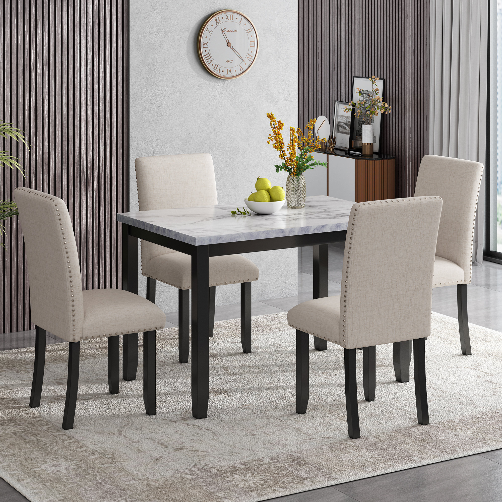 Latitude Run® 4 Person Faux Marble Dining Set & Reviews Wayfair