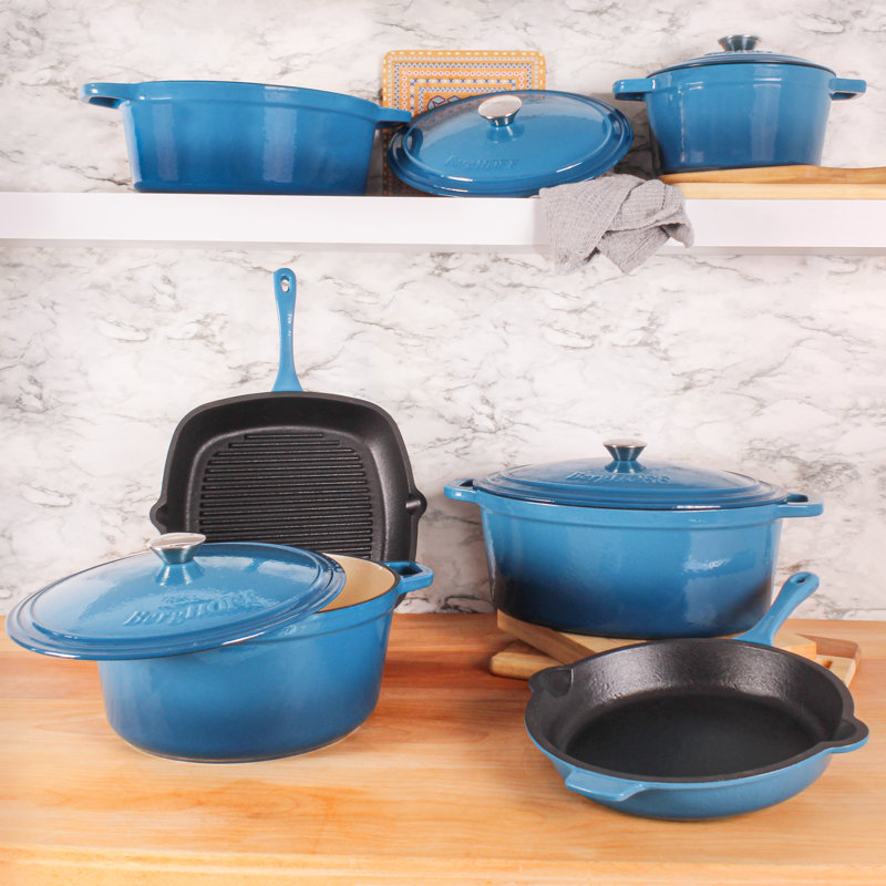 Batterie de cuisine en fonte 10 pièces Neo, Bleu