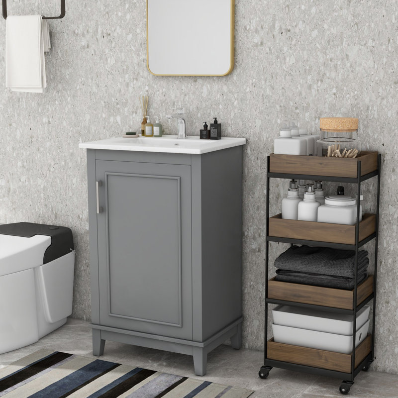 Meuble-lavabo simple avec plateau 20 po Jaivyon, Gris