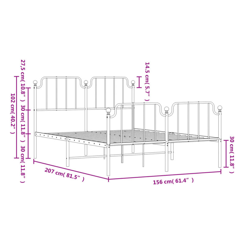 Accime Metal Bed, Kingsize (5')
