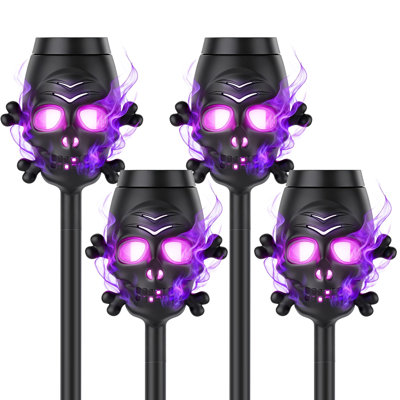 Lumières de torche solaire avec effet de flamme mauve, lumières d'Halloween en 3D pour la cour, la pelouse et le patio