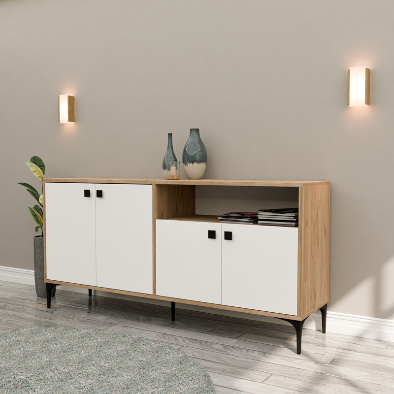 Mezza 77.6cm Console Table, Oak/White