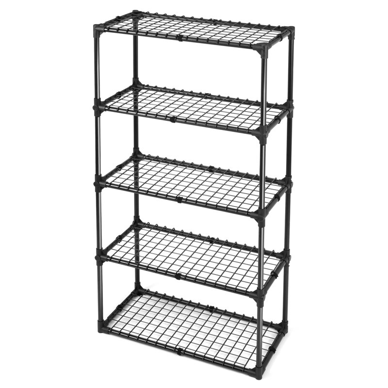 Étagère de rangement en fil noir à 5 niveaux avec capacité totale de 550 lb, étagère en acier robuste pour la maison, le bureau et le garage