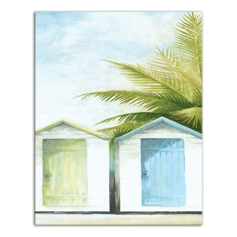 Toile flottante encadrée "Beach Huts", H 14 po x l 11 po x P 1,25 po, Toile tendue