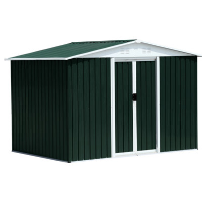 Remise extérieure en métal 8 po x 6 pi, acier galvanisé et matériau d'alliage d'aluminium, résistant aux intempéries, pour le rangement de matériel de jardin 8 pi x 6 pi, structure, garde les articles de sport organisés