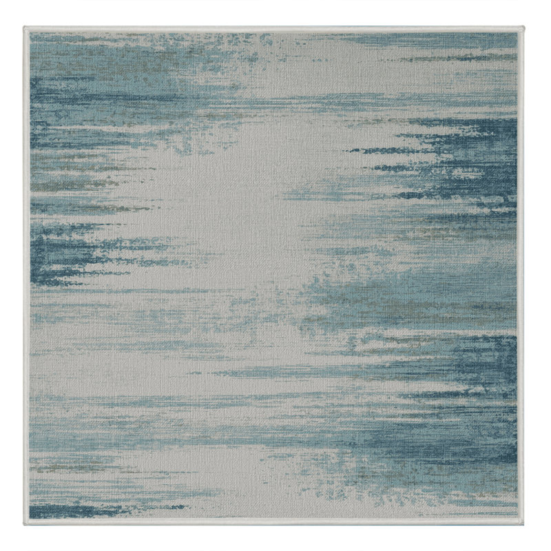 Tapis abstrait vert lavable à la machine, Carré 3 pi