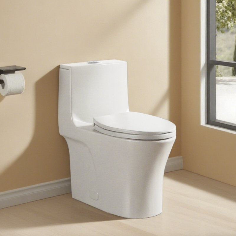 1.1/1.6 GPF Dual-Flush Elongated One-Piece Toilet with 17.32" ADA Comfort Seat Height, Ceramic Glazed Surface(Soft Close Seat Included), Glossy White
