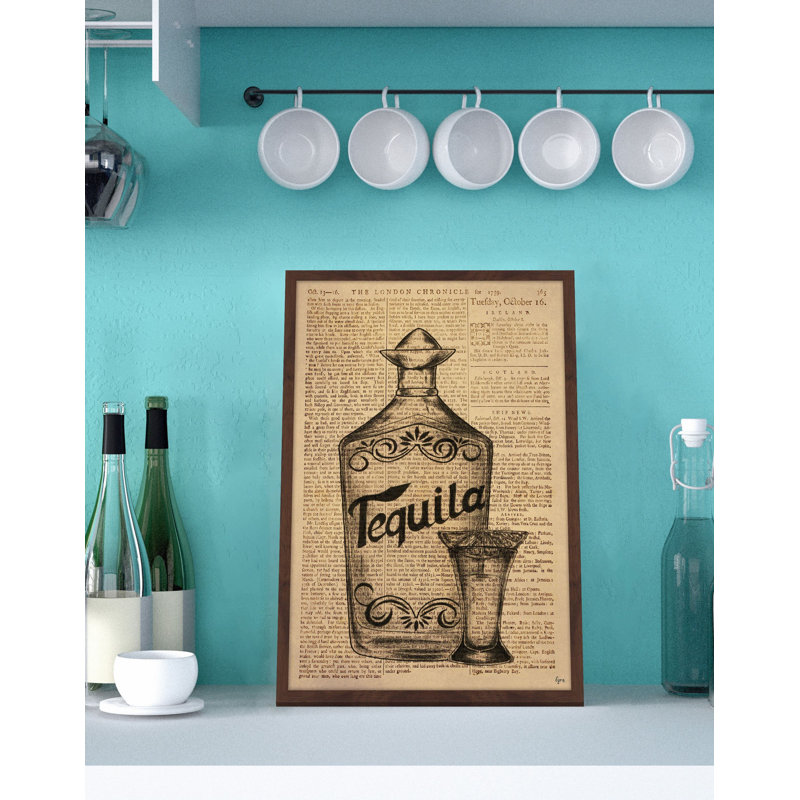 « rétro tequila », reproduction d’impression encadrée, H 30 po x l 20 po x P 1,5 po