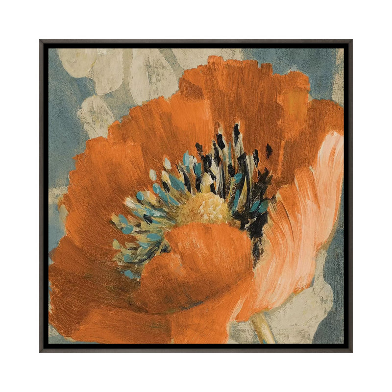 «Orange Poppy» par Lanie Loreth - peinture sur toile tendue, H 18 po x l 18 po x P 1,5 po