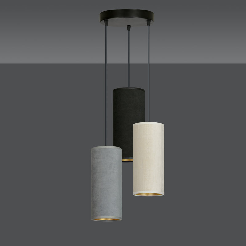 Ealidh 3 - Light Steel Cluster Pendant, Grey/Black/White