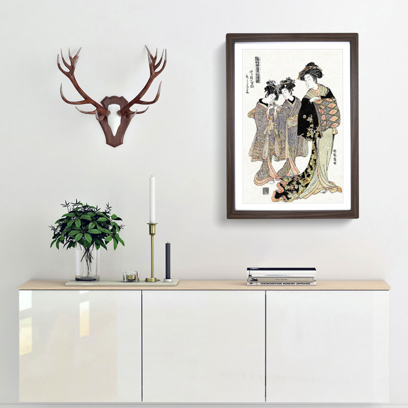 Courtesan Nishikigi by Isoda Koryusai - Framed Print, 65cm H x 48cm W x 2cm D, Walnut Framed