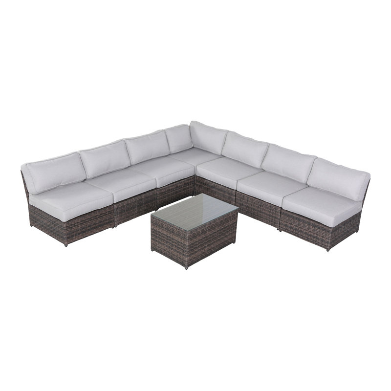 Khaleeqa Wicker Fully Assembled 6 - Person Seating Group with Cushions