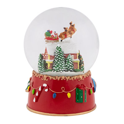 7"" Santa and Reindeer Christmas Night Musical Snow Globe -  Northlight Seasonal, NORTHLIGHT PM94076