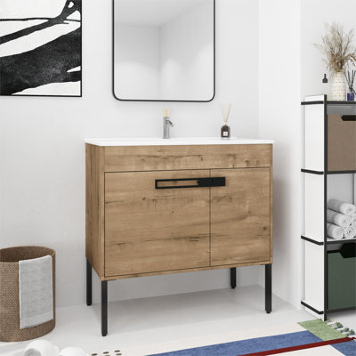Sinead 36.02'' Single Bathroom Vanity with Ceramic Top