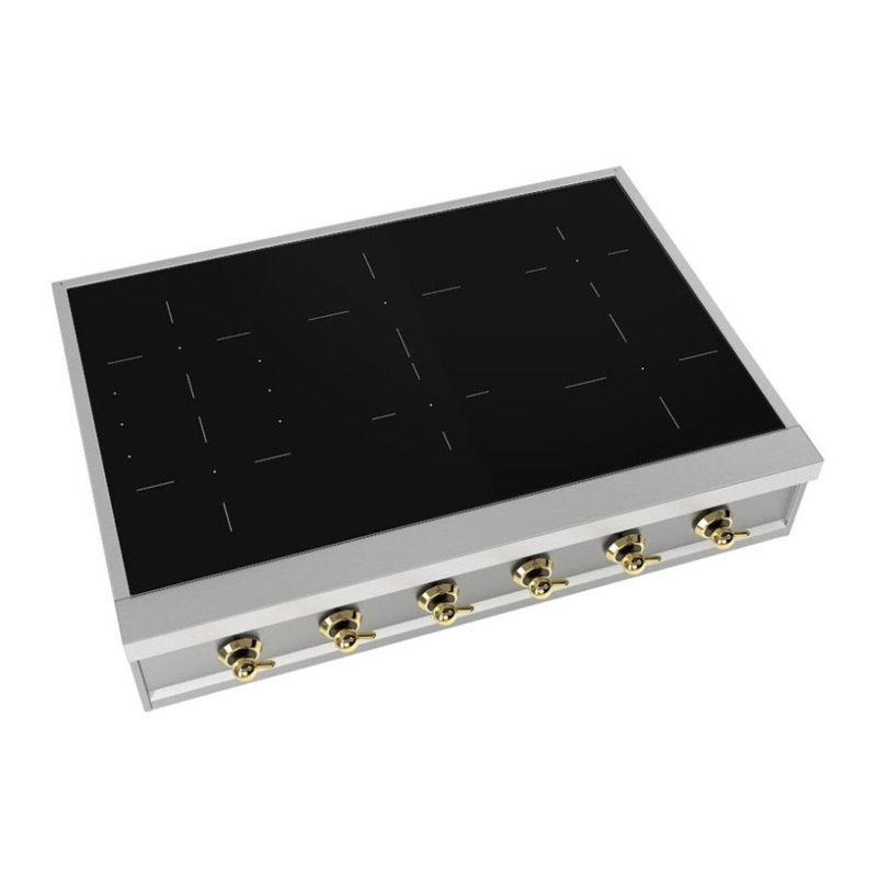 ILVE Nostalgie II 36 inch Built-In Induction Rangetop (Stainless Steel, Brass)