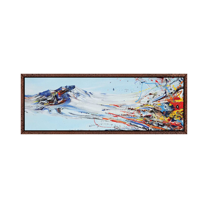Love Mountain by Piero Manrique - Panoramic Painting on Canvas, Classic Brown Wood Framed, 121.92 cm H x 40.64 cm W