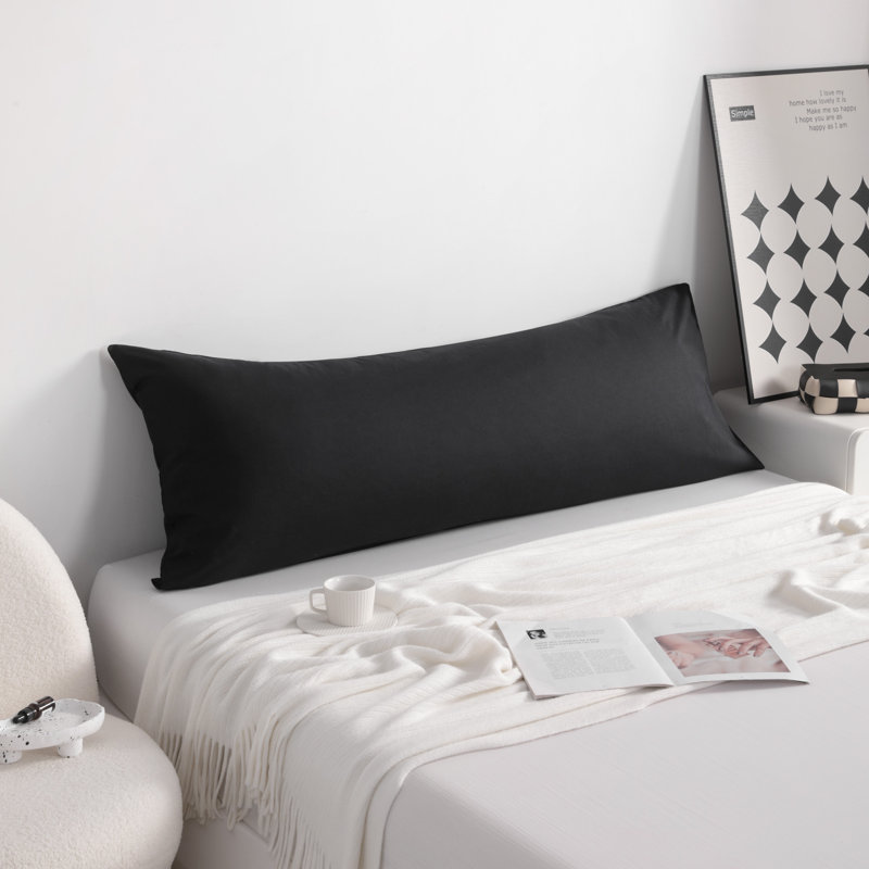 1 housse de coussin pour le corps, housse de coussin en coton, fermeture à enveloppe, 20 x 54 pouces - NTBAY, Noir