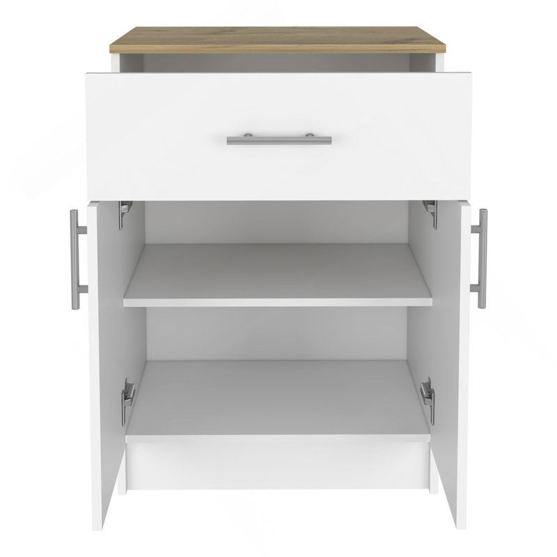 Pantry Cabinet Netal, One Drawer, White / Light Oak Finish