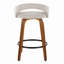 Tabouret de comptoir à hauteur fixe avec pivot en bois de noyer et tissu avec repose-pieds rond en métal noir - ensemble de 2