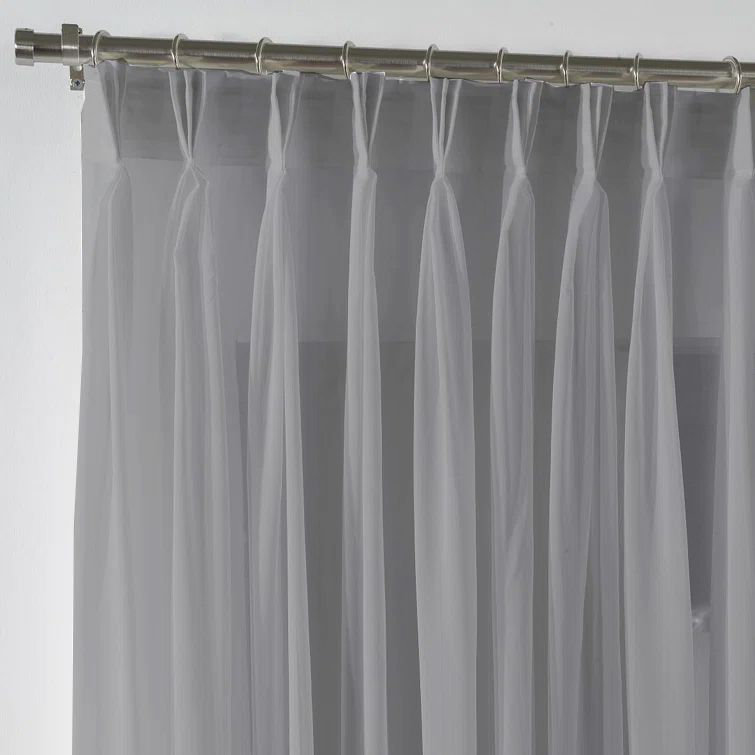 Pinch Pleat Extra Long & Exra Wide Silk Crep Single Panel Sheer, 100" W x 180" L, Gray