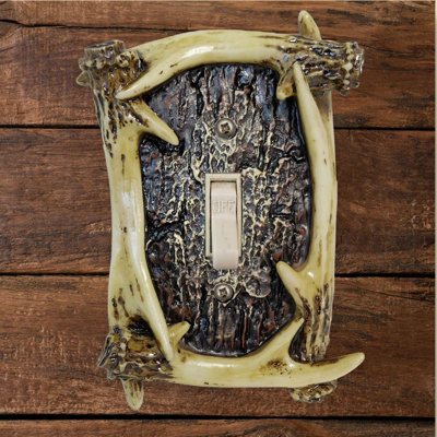 Resin Rustic Single Toggle Switch Cover Faux Antler Design