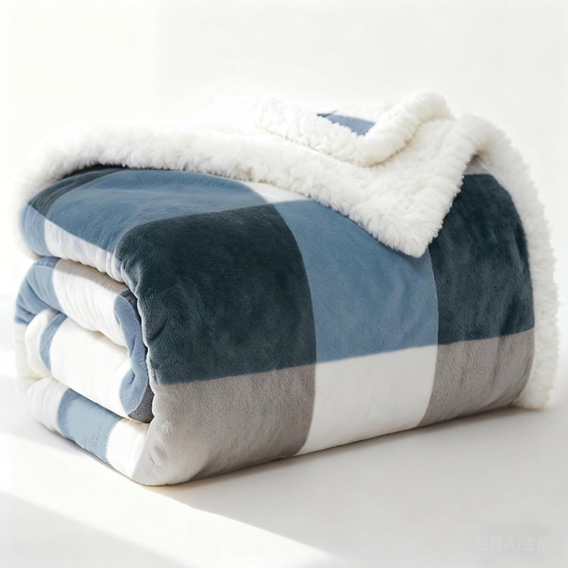 Jeté en molleton Sherpa 60 x 80, Bleu/gris, L 80 po x l 60 po