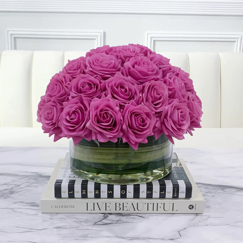 Arrangement d'hortensias dans un vase, Mauve