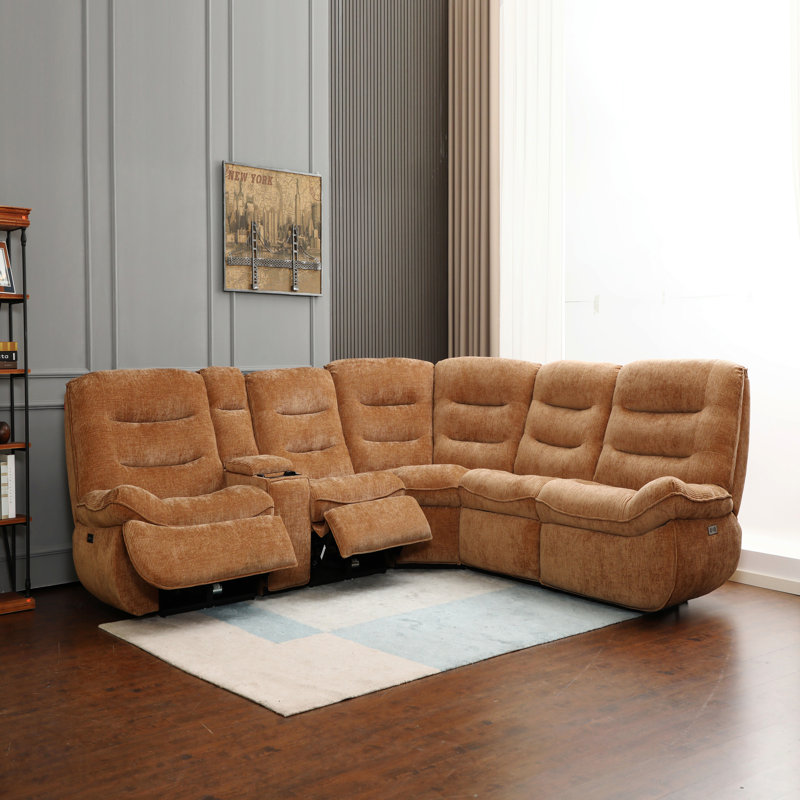 Canapé modulaire orange en chenille