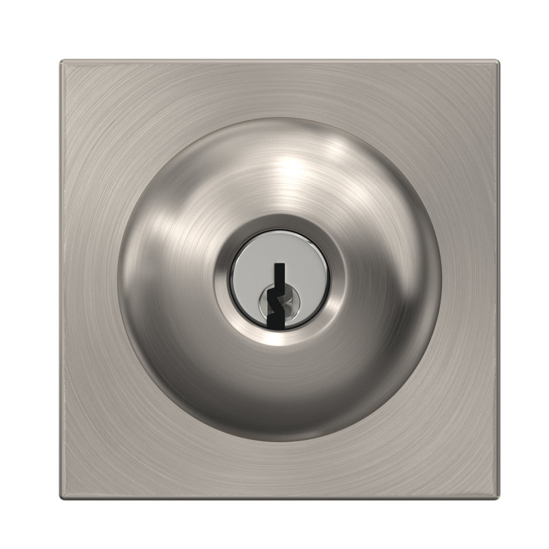 Plymouth Keyed Entry Knob with Collins Trim, Satin Nickel