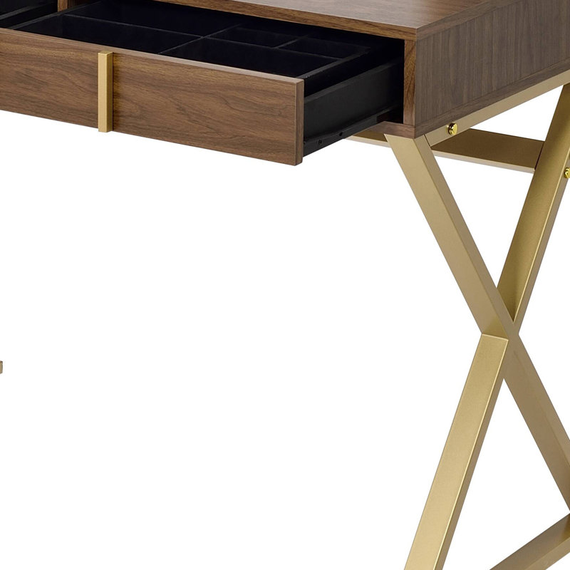 Bureau de meuble-lavabo avec miroir et plateau à bijoux Coleen