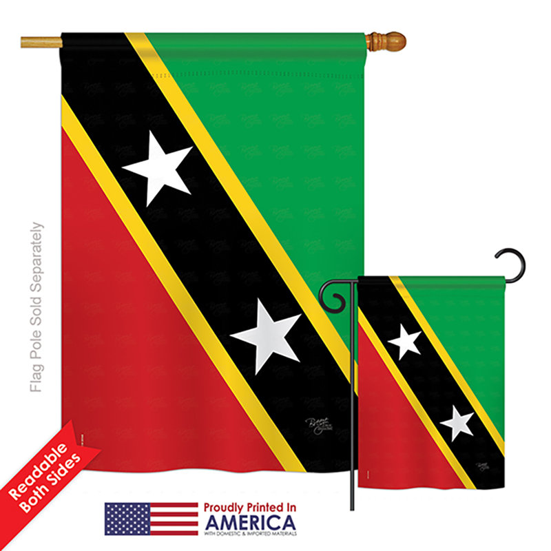 Drapeau de maison / jardin décoratif vertical en polyester 2 faces Saint Kitts and Nevis of the World National Impressions