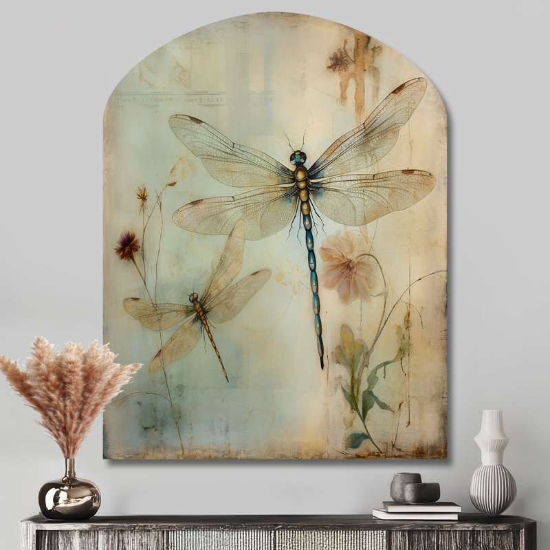 Glenwood - animaux, libellule, arche, art mural asymétrique, H 43 po x l 33 po