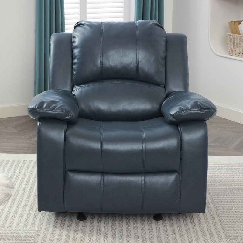 Fauteuil inclinable et oscillant en cuir bleu Charlotte