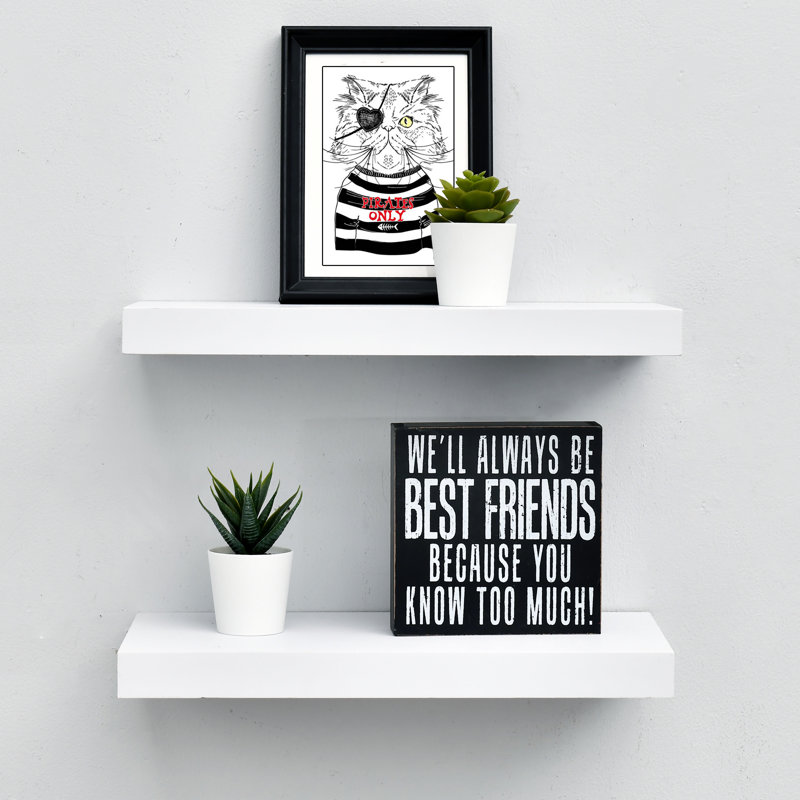 Abdas 2 Piece Floating Shelf, 1.25" H x 15" W x 7.75" D, Black