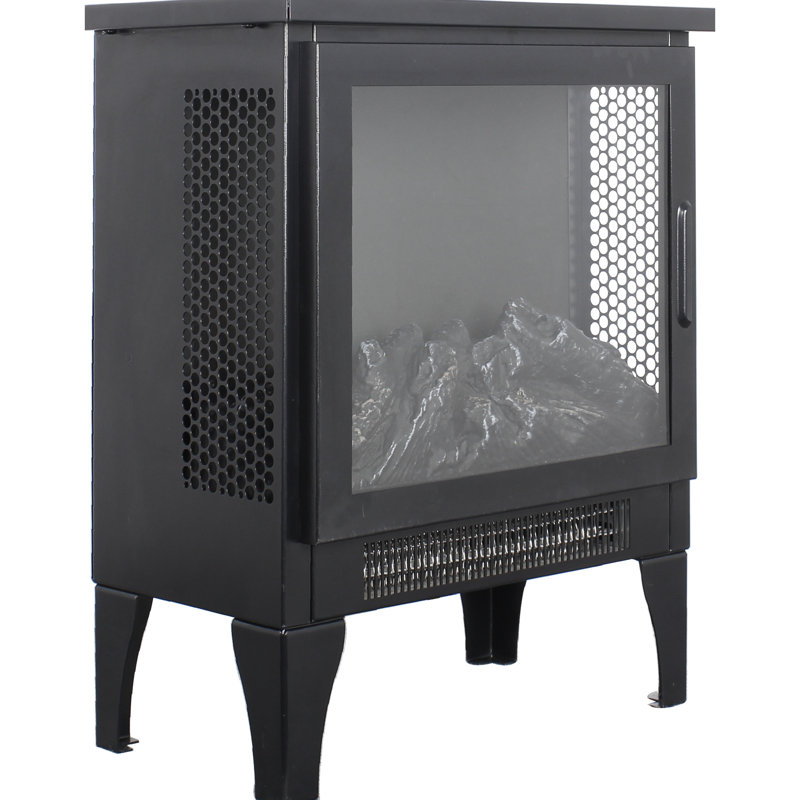Freestanding Electric Fireplace, 3D Flame, 1400W & 700W Heat, 5000 /H, Double , 400 Sq. Ft. Heating, 50000 Hrs Led, Black Finish, Portable Fireplace With Freestanding, Exterior