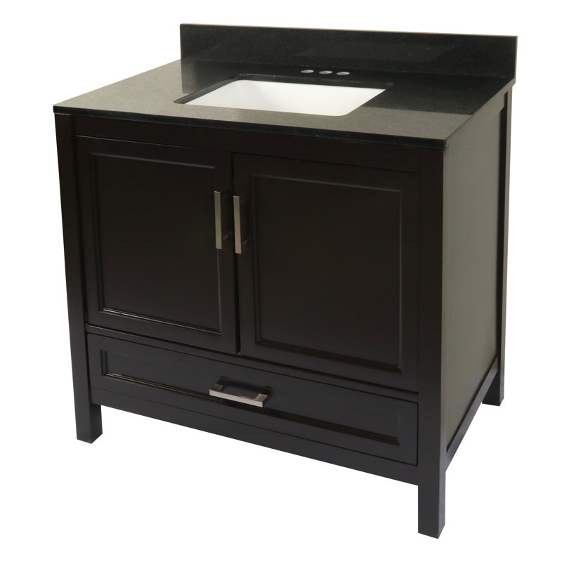 Ella 37'' Single Bathroom Vanity with Engineered Quartz Top