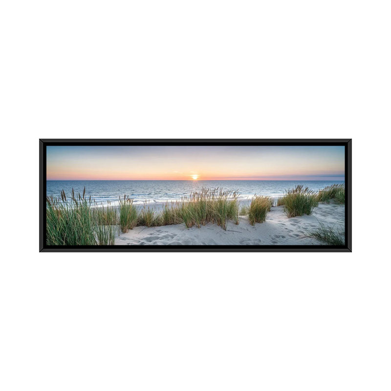 «Dune Beach Panorama At Sunset» par Jan Becke, reproduction encadrée sur toile, H 16 po x l 48 po, Toile avec cadre flottant